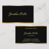 黒と金ゴールドのテンプレートプロフェッショナルスクリプトモダン 名刺 (正面/裏面)