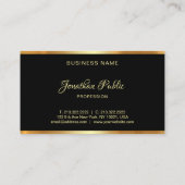 黒と金ゴールドのテンプレートプロフェッショナルスクリプトモダン 名刺 (裏面)
