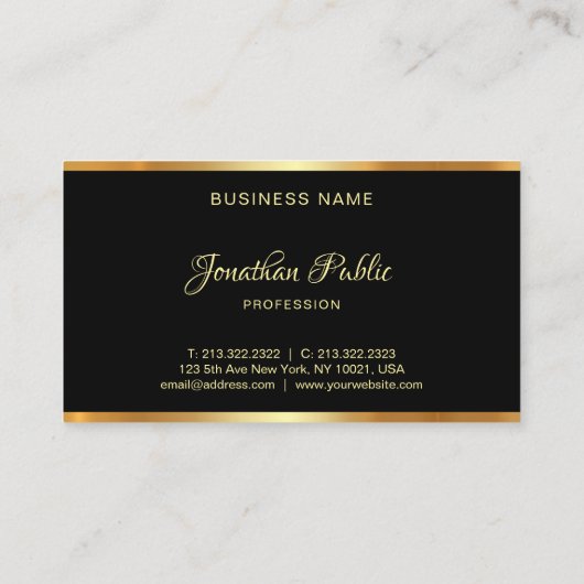 黒と金ゴールドのテンプレートプロフェッショナルスクリプトモダン 名刺 (裏面)