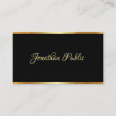 黒と金ゴールドのテンプレートプロフェッショナルスクリプトモダン 名刺 (正面)