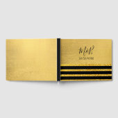 黒と金ゴールドのテーマ結婚の ゲストブック (全面)