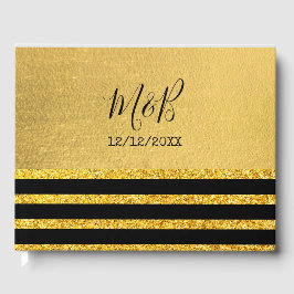 黒と金ゴールドのテーマ結婚の ゲストブック