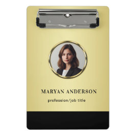 黒と金ゴールドのデザイン、ロゴ、または金ゴールドの円の写真、 ミニクリップボード