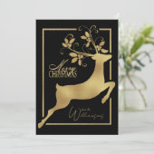 黒と金ゴールドのトナカイのクリスマスの願い シーズンカード