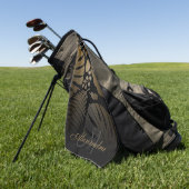 黒と金ゴールドのトロピカル葉 ゴルフタオル (グリーン)