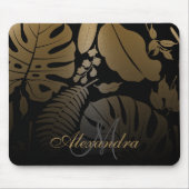 黒と金ゴールドのトロピカル葉 マウスパッド (正面)