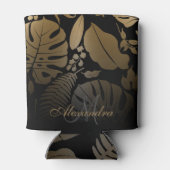 黒と金ゴールドのトロピカル葉 缶クーラー (裏面)