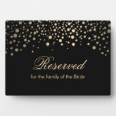 黒と金ゴールドのドット – 予約 フォトプラーク (正面)