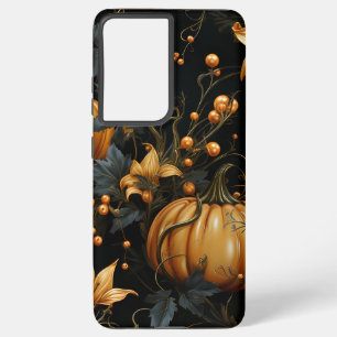 黒と金ゴールドのハロウィーンカボチャ SAMSUNG GALAXY S21+ケース