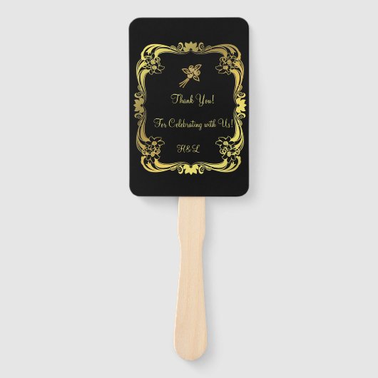 黒と金ゴールドのハンドファン ハンドファン (正面)