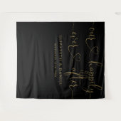 黒と金ゴールドのハートスクリプトの後結婚に タペストリー (正面(横))