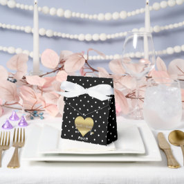 黒と金ゴールドのハート水玉模様パーティーの好意ボックス フェイバーボックス