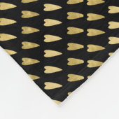 黒と金ゴールドのハート フリースブランケット (角)