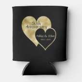 黒と金ゴールドのハート 缶クーラー (正面)