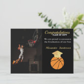 黒と金ゴールドのバスケットボール卒業発表 案内状 (スタンド正面)