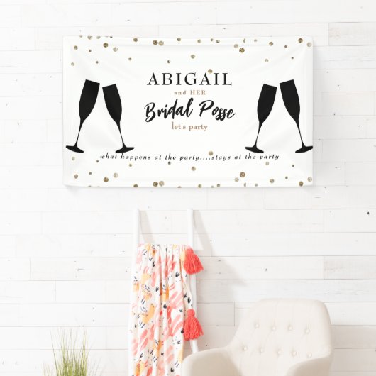 黒と金ゴールドのバチェロレッテバナー 横断幕 (インサイチュ)