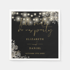 黒と金ゴールドのバラストリングライトゴシック結婚ズ スタンダードカクテルナプキン