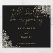 黒と金ゴールドのバラフローラゴシック結婚ズ ビールラベル (シングルラベル)