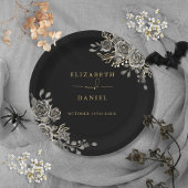 黒と金ゴールドのバラフローラゴシック結婚ズ ペーパープレート