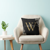 黒と金ゴールドのバラフローラモノグラムスクリプト名 クッション (椅子)