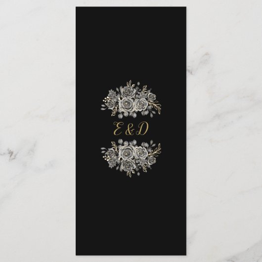 黒と金ゴールドのバラライト結婚ゴシックの夕食 メニュー (裏面)