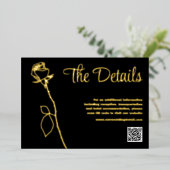 黒と金ゴールドのバラ芽QRコード詳細カード 箔シーズンカード (立ち正面)