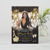 黒と金ゴールドのバルーン王室の誕生日招待状 招待状 (スタンド正面)