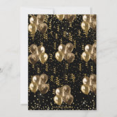 黒と金ゴールドのバルーン紙吹雪70誕生日 招待状 (裏面)