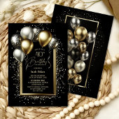 黒と金ゴールドのバルーン40th誕生日パーティー 招待状