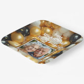 黒と金ゴールドのバルーン | 年パーソナライズされた理 ペーパープレート (傾斜あり)