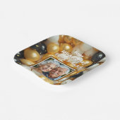 黒と金ゴールドのバルーン | 年パーソナライズされた理 ペーパープレート (傾斜あり)