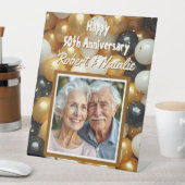 黒と金ゴールドのバルーン | 年パーソナライズされた理 台座サイン (インサイチュ)