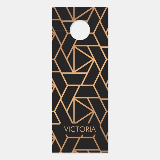 黒と金ゴールドのパタエレガントーン ドアノブサイン (正面)