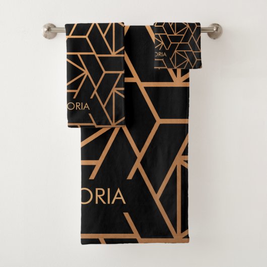黒と金ゴールドのパタエレガントーン バスタオルセット (インサイチュ)
