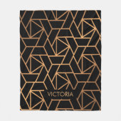 黒と金ゴールドのパタエレガントーン フリースブランケット (正面)