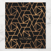 黒と金ゴールドのパタエレガントーン ワインラベル (シングルラベル)