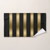 黒と金ゴールドのパタストライプーン バスタオルセット (ハンドタオル)
