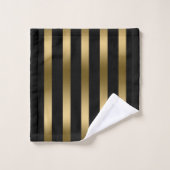 黒と金ゴールドのパタストライプーン バスタオルセット (ウォッシュタオル)