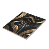 黒と金ゴールドのパタモダンーン タイル (側面)