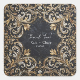 黒と金ゴールドのパライ結婚ッシュのシール スクエアシール