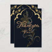 黒と金ゴールドのパーソナライズされたサンキューカード サンキューカード (正面/裏面)