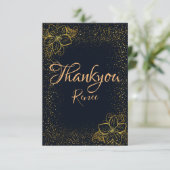 黒と金ゴールドのパーソナライズされたサンキューカード サンキューカード (スタンド正面)