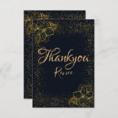 黒と金ゴールドのパーソナライズされたサンキューカード サンキューカード (正面/裏面)