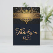 黒と金ゴールドのパーソナライズされたサンキューカード サンキューカード (スタンド正面)