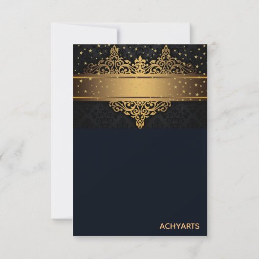 黒と金ゴールドのパーソナライズされたサンキューカード サンキューカード (裏面)