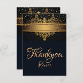 黒と金ゴールドのパーソナライズされたサンキューカード サンキューカード (正面/裏面)