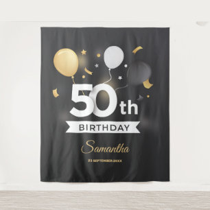 黒と金ゴールドのパーティータペストリーバックドランドバナー タペストリー