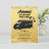 黒と金ゴールドのパーティーバス 招待状 (スタンド正面)