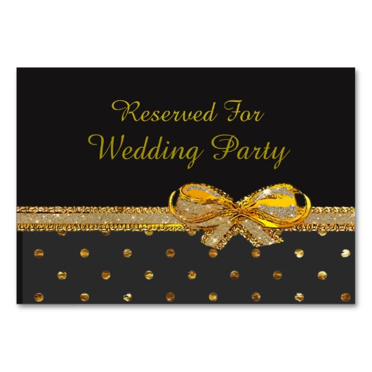 黒と金ゴールドのパーティー結婚またはテーブルカード テーブルナンバー (正面)