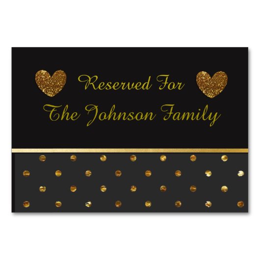 黒と金ゴールドのパーティー結婚またはテーブルカード テーブルナンバー (正面)